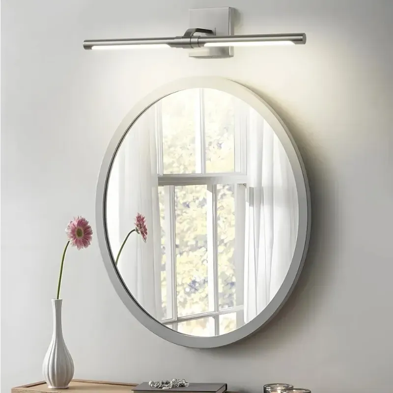 Luz de vanidad de níquel de arena para baño 360° Fixturas de iluminación giratorias 24 pulgadas Concesiones de baño modernas y de 4000K sobre luces de imagen de espejo para pinturas.