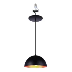 Products Lámpara colgante instantánea con cúpula negra mate y dorada – Kit de conversión de luz empotrada de 4 a 6 pulgadas a colgante atornillado