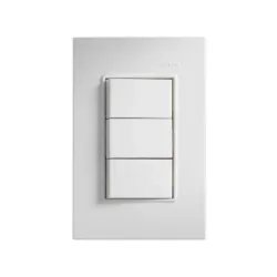 3 interruptores triples de 2 vías con placa, color blanco. Referencia: 23265-90.  1710000007 