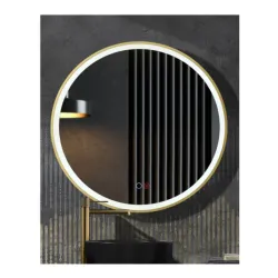Espejo París Ø 60 cm con luz LED, marco oro cepillado 3791300033