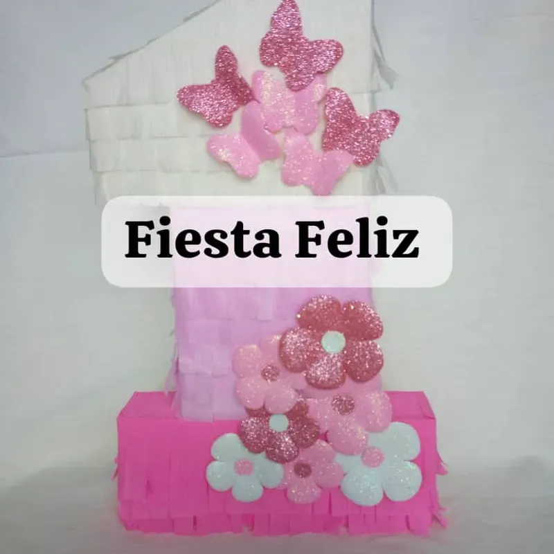 Piñata número mariposasy flores