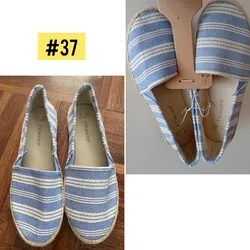 Alpargatas europeas de rayas color azul y blanco #37