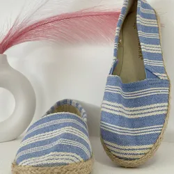 Alpargatas europeas de rayas color azul y blanco #37