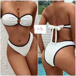 Bikini blanco con detalles negros talla S
