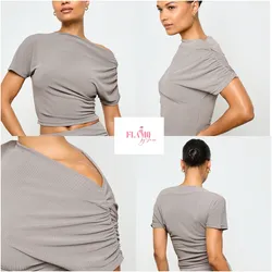 Blusa asimetrica color gris