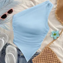 Blusa asimetrica un hombro color azul