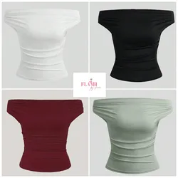 Blusas asimetricas hombro a hombro. Disponible rojo vino y verde pastel