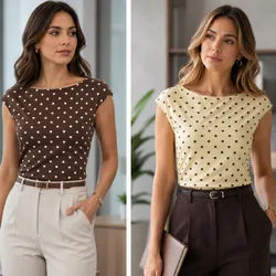 Blusas asimetricas patrón Polka Dot