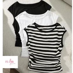 Blusas desmangadas fruncidas