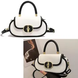 Cartera blanca y negra cierre dorado