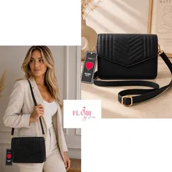 Cartera Giorgio color negra correa larga ajustable