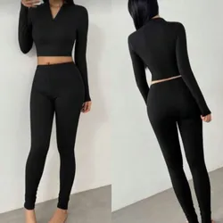 Conjunto de enguatada y leggin deportivo color negro