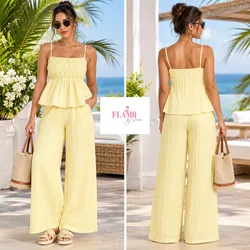 Conjunto de pantaloneta amarillo estilo hilo