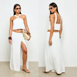 Conjunto de saya color blanco tipo hilo