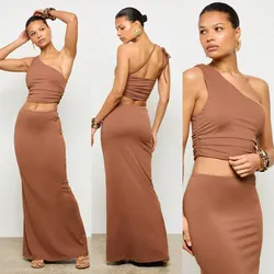 Conjunto de saya color marrón