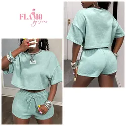 Conjunto de short y pulover cajita color verde