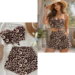 Conjunto de short y top animal print