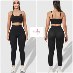 Conjunto de top y leggin color negro estampado