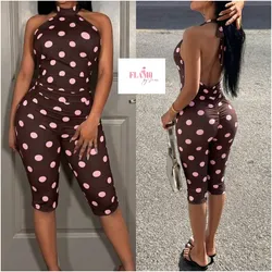 Enterizo capri color marrón Polka dot