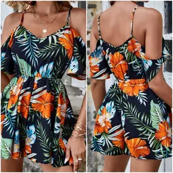 Enterizo corto casual estampado tropical