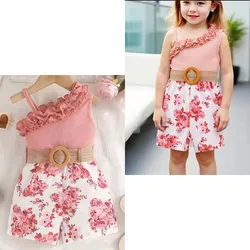 Enterizo corto estampado de flores con su cinto