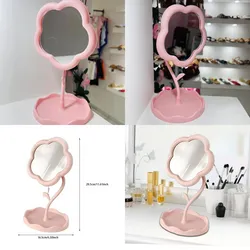 Espejo con forma de flor color rosado