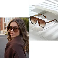 Gafas cuadradas marco tono carey y cristal marrón