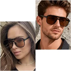 Gafas cuadradas unisex cristal marrón  y marco negro