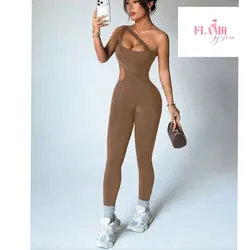 Mono largo color marrón ajustado de un hombro