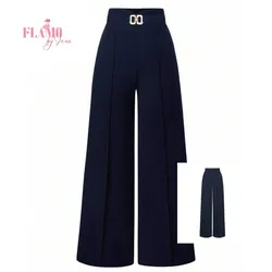 Pantalon de vestir azul marino elastizado hebilla dorada