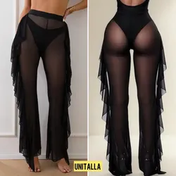 Pantalon pareo transparente color negro