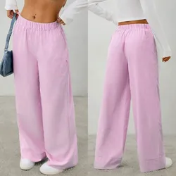 Pantaloneta corte recto piernas anchas de rayas color rosa