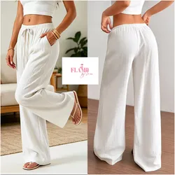 Pantalonetas basicas piernas anchas estilo hilo Color blanco