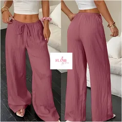 Pantalonetas basicas piernas anchas estilo hilo Tono rosa oscuro