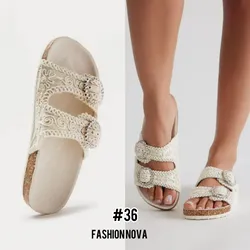 Practicas color blanco tejidas con detalle plateado #36