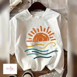 Pulover blanco dibujo delante sol vintage