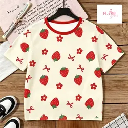 Pulover blanco dibujo fresas y flores