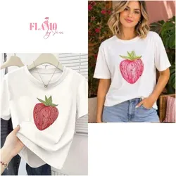 Pulover color blanco dibujo fresa 🍓