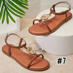 Sandalias cerrada color marrón con detalle de caracol dorado #7