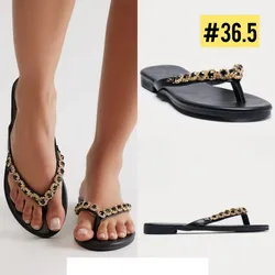 Sandalias color negro con detalles dorados y piedras #36.5