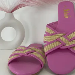 Sandalias crucetas color rosa y amarillo #37