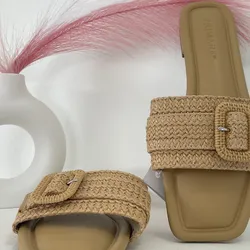 Sandalias de tacón bajo color beige estilo saco #37