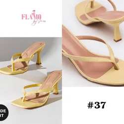 Sandalias de tacon color amarillo#37