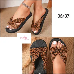 Sandalias negras cruzadas animal print 36/37