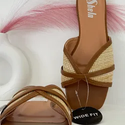 Sandalias trenzadas bordes marrón estilo saco #38