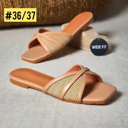 Sandalias trenzadas estilo saco bordes beige #36/37