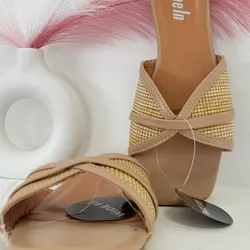 Sandalias trenzadas estilo saco bordes beige #36/37