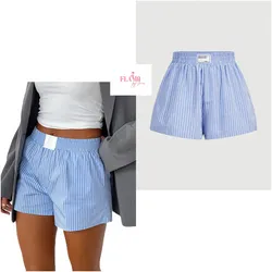 Short corto rayas azul y blanco logo
