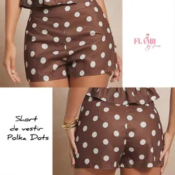 Short de vestir color marron Polka Dots