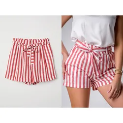 Short estampado rayas blanco y rojo